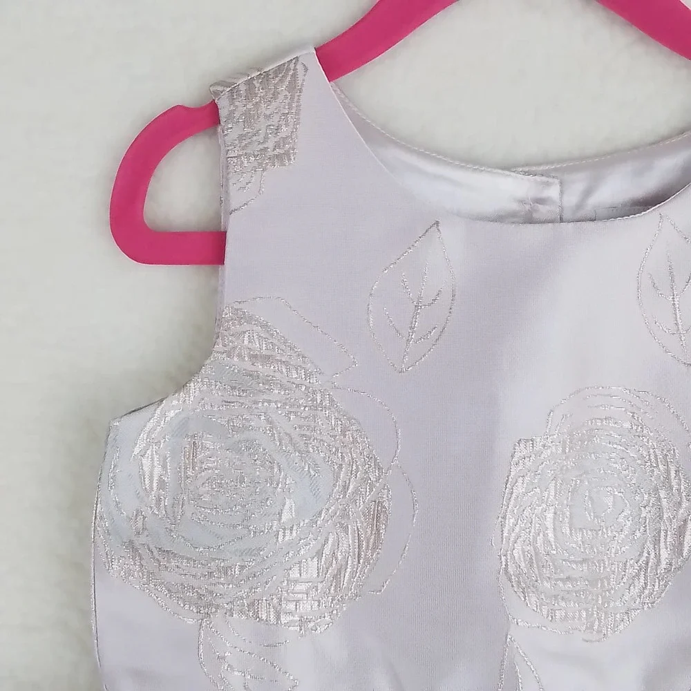 The Children's Place Midi Dress Size 4T in Pink w/ Gold Embroidered Floral Print